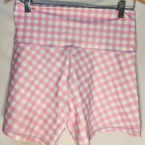 NWT Ampersand Pastel Pink Gingham Biker Shorts Sporty Balletcore Y2K Medium & 2X - Picture 7 of 11